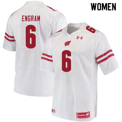 Women's Wisconsin Badgers NCAA #6 Dean Engram White Authentic Under Armour Stitched College Football Jersey GC31K64NP